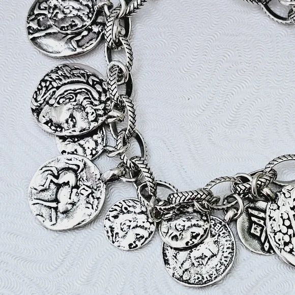Silpada Sterling Silver Roman Coin Cha Cha Bracelet B1624